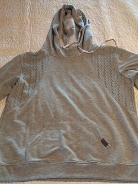 Maurice’s Light Gray Knit-Panel Hoodie with Kangaroo Pocket